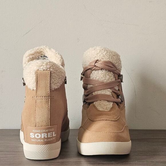 Sorel Women's ONA Cozy Wedge Boots Size 8.5  Tawny Buff/Sea Salt 2048681 NEW - Picture 8 of 9